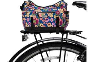 Po Campo Katy Bike Trunk Bag – Rear Bicycle Rack Storage – Waterproof, Colorful Bike Bag That Easily Converts to a Crossbody for Women and Men (Meadow)