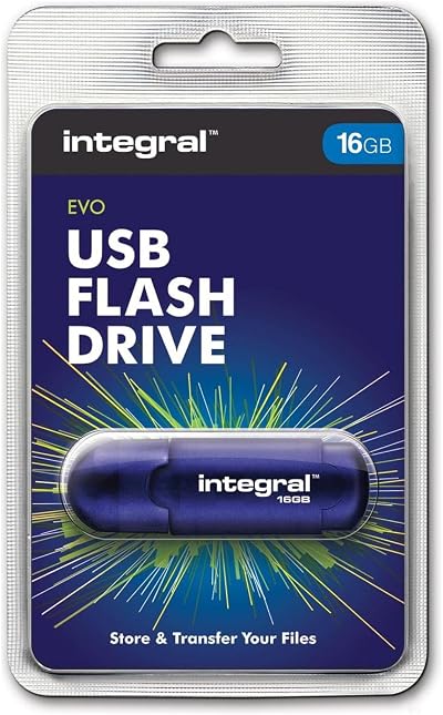 Integral 16GB Evo USB Flash Drive - Blue Translucent Case - PC Mac Compatible