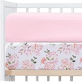 Crib Sheets Girl 2 Pack Set, 2 Pack Toddler Bed Sheets Set, Floral Print Fitted Crib Sheet for Standard Crib & Toddler Mattress, Size 28 x 52 inches, Pink N Floral