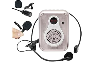 W WINBRIDGE Voice Amplifier with Lapel Microphone and Headset Microphone for Teachers, Portable Mini Pa System, Bluetooth Speaker and Microphone for Teachers, Coaches, Training, Tour Guide S208