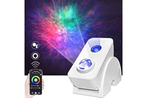 NUNET Smart Galaxy Projector App & Voice Controlled Works w. Alexa Silent Rotation Nebula Sky Star Projector Music Sync Auto Timer Night Light for Kids/Room Décor (Wall Mountable, Blue Stars)