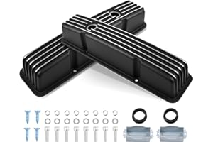 AUTOPTZXD Aluminum Tall Valve Covers for Chevy SBC 1958-1986 283 302 305 327 350 383 400 Engine Small Block Black Coated Valve Covers