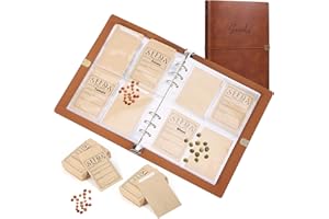 MKWAY Garden Seed Storage Organizer Binder - 150 Resealable Seed Envelopes Brown Shell with 40 Sheet Protectors for Efficient Seed Packet Organization - Brown