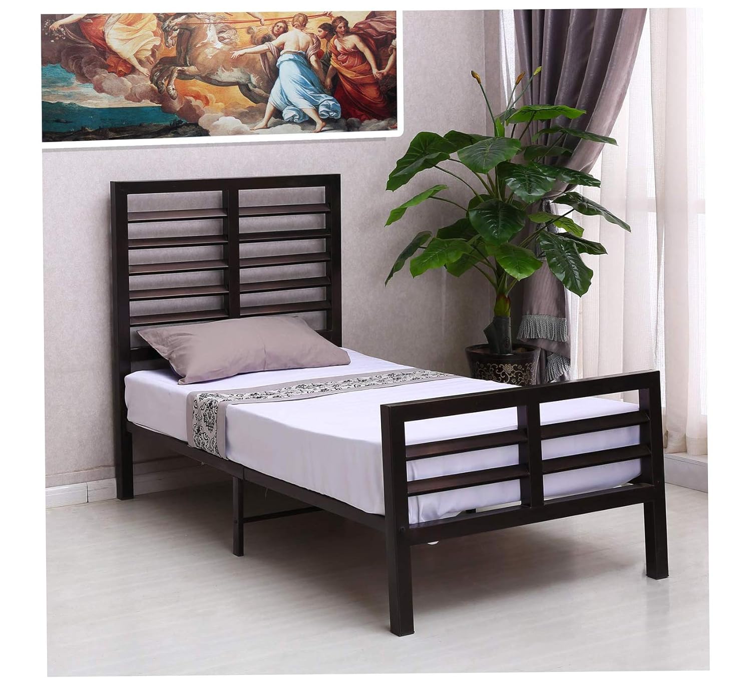 Amazon Com Wood Style Metal Bed Twin Comfy Living Home