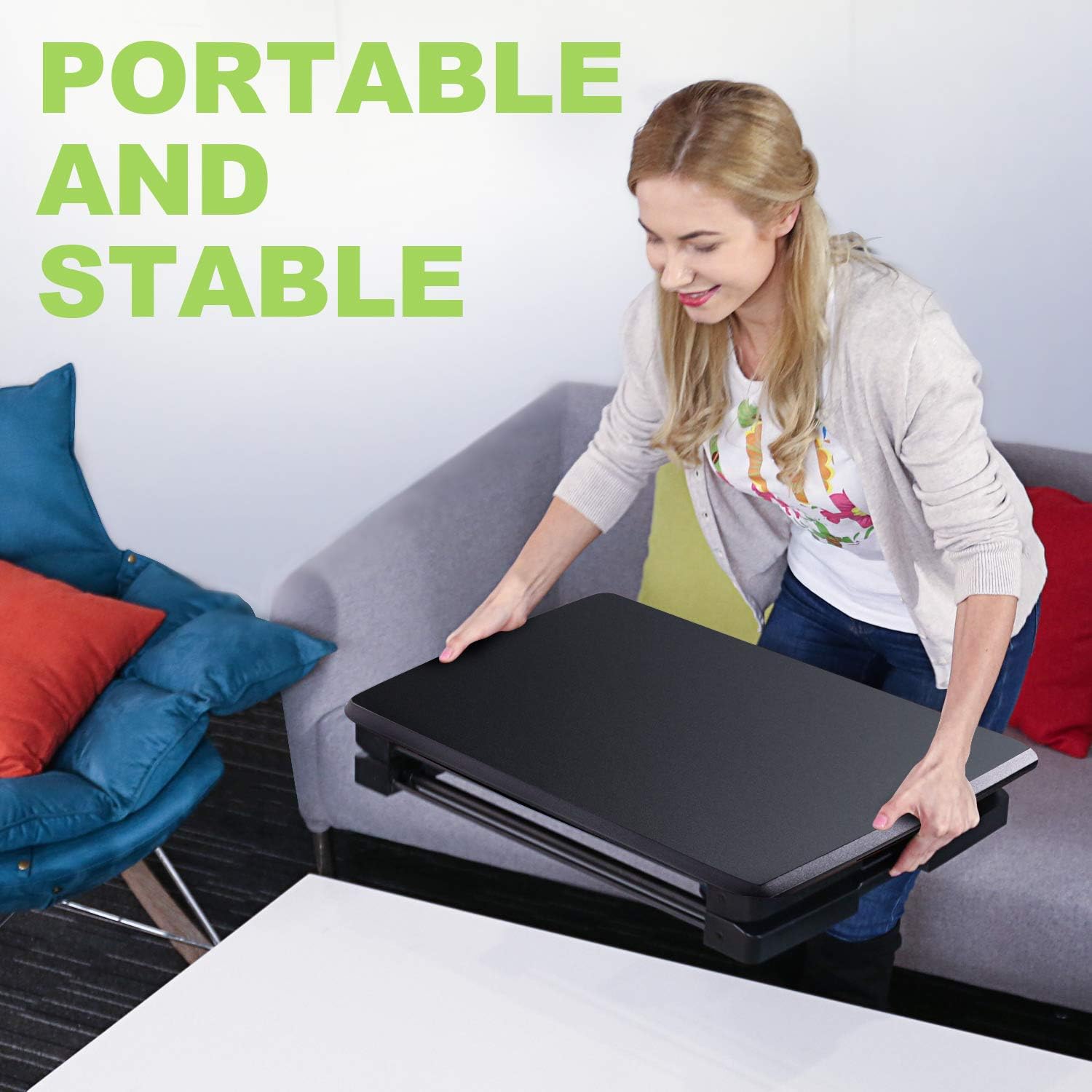 Eureka Ergonomic 26 Height Adjustable Laptop Standing Desk Converter Simple Sit Stand Desktop Riser Black