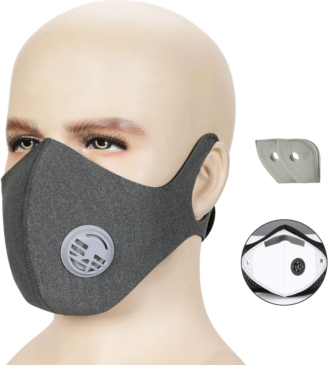 Dust Mask, Otato Activated Carbon Dustproof Masks with Earloop, Extra Filter Cotton Sheet and Valves for Cycling, Exhaust Gas, Anti Pollen Allergy, PM2.5, Woodworking