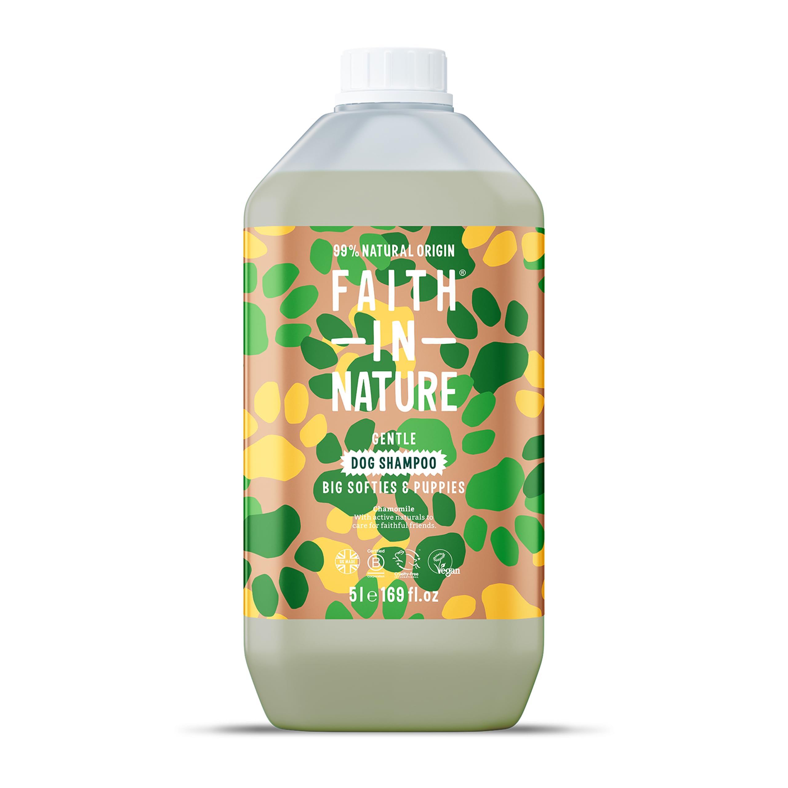 Faith In Nature Natural Chamomile Dog Shampoo, Vegan & Cruelty Free, No SLS,Silicones or Parabens, Gentle, For Sensitive Dogs and Puppies, 5L Refill Pack