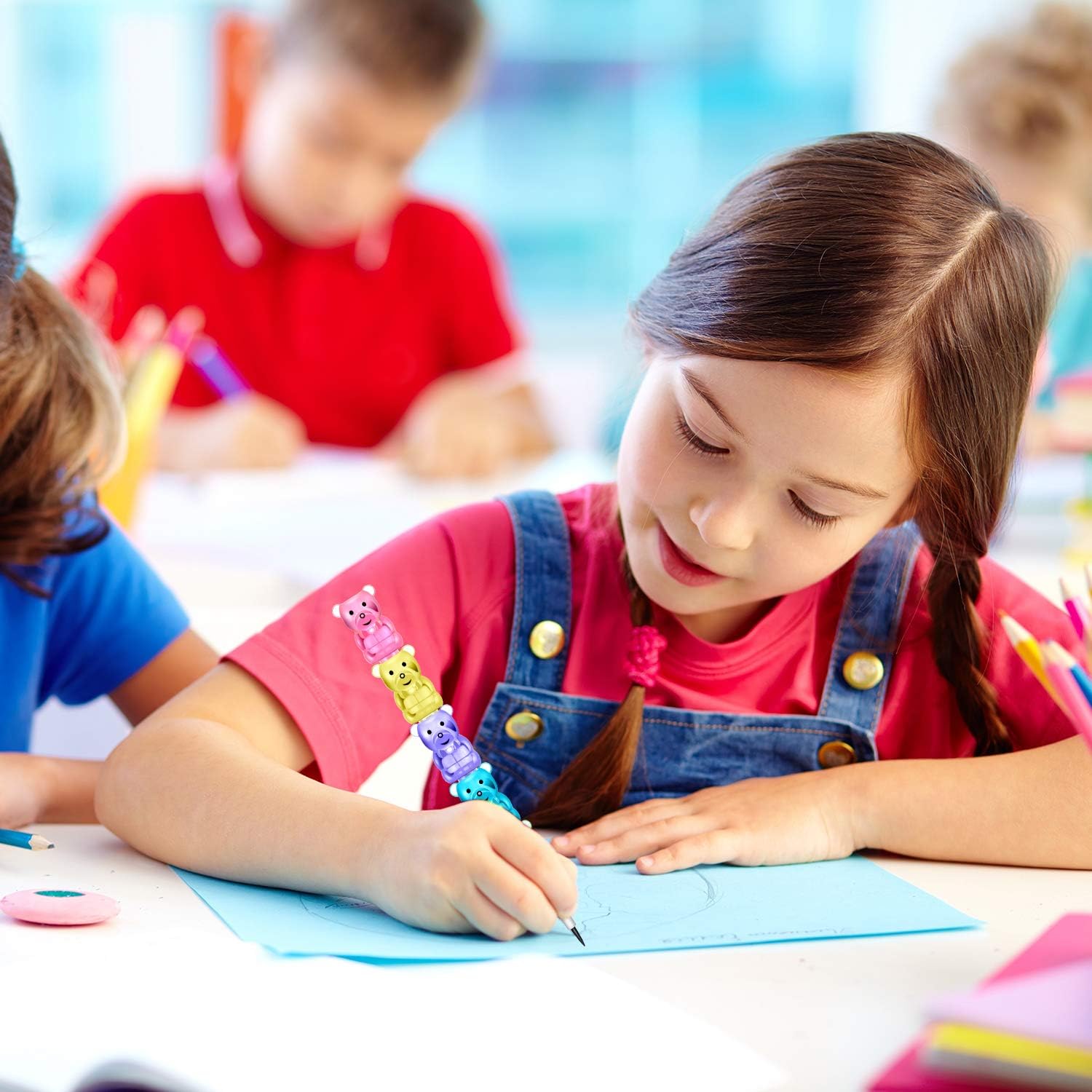 30 Pieces Stackable Pencils Plastic Bear Pencils 5 in 1 Stacking Colored Pencils Party Favors for Birthday Party Supplies: Toys & Games