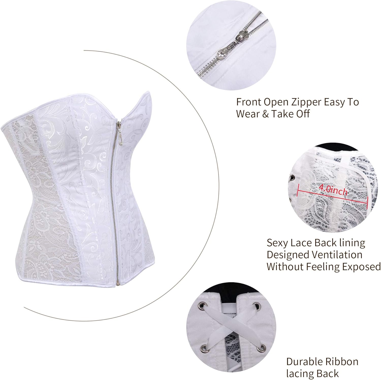 YIANNA Breathable Thin Type Lace Corset Strapless Wedding Dress Corset Bustiers: Clothing