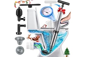 HEABOOM Toilet Plunger, Drain Clog Remover Tools, Powerful High Pressure Air Drain Blaster Gun with Real-Time Barometer, Stainless Steel Toilet Clog Remover for Toilet Bathroom Sewer Clogged Pipe Floor Drain