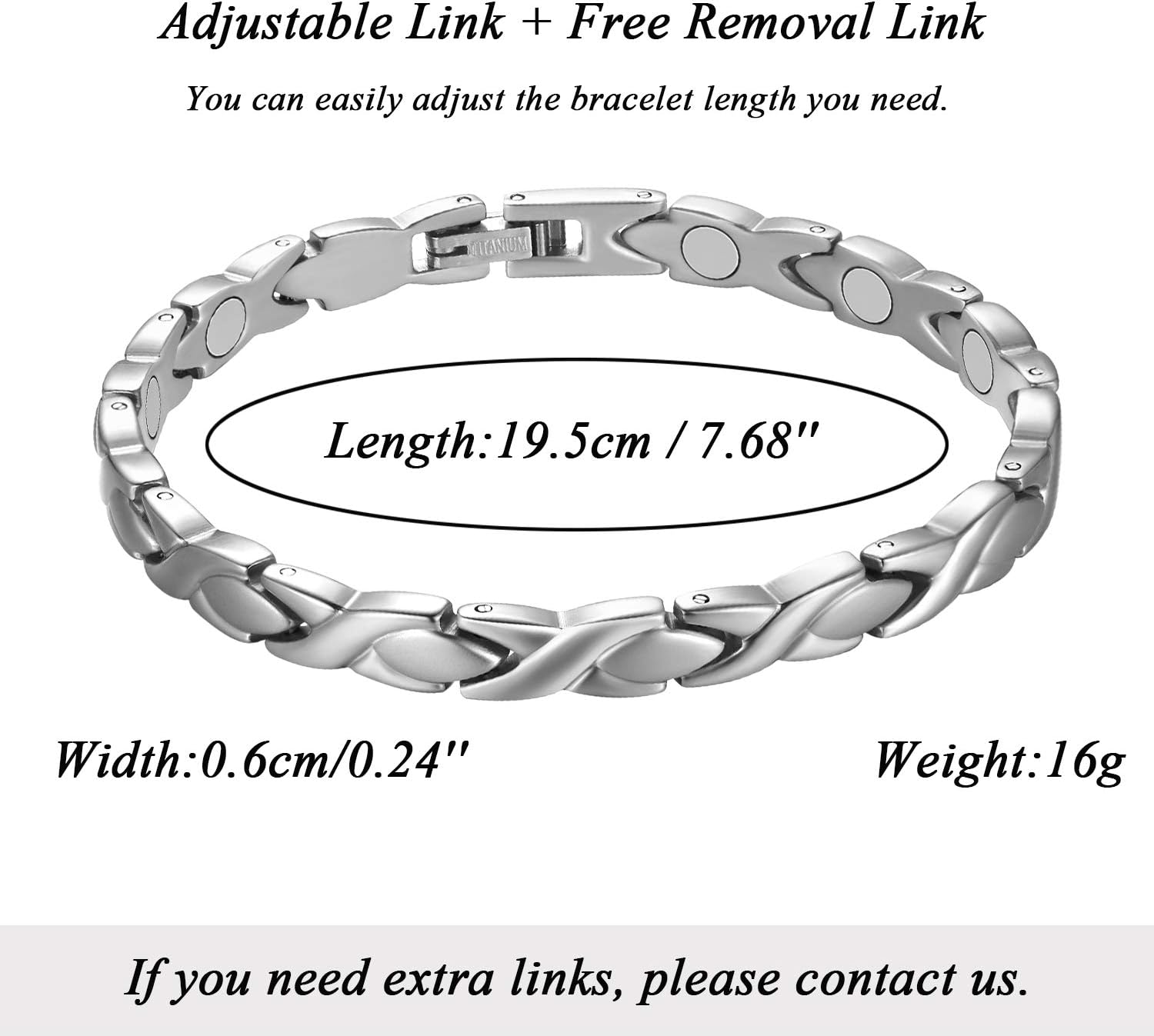 Jeracol Magnetic Bracelets for Women,Super Light Titanium ladies Magnetic Bracelets with 3500 Gauss Magnets,Adjustable Wristband with Removal Tool & Jewellry Gift Box - Image 3