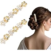 AMCAMI 2PCS Rhinestone Hair Clips,Gold Wedding Hair Clips For Women,Fancy Gold Hair Barrettes For Bridal Bridesmaid Prom