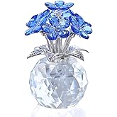 Ornalrist Blue K9 Crystal Forget Me Not Flowers, Meaningful Remembrance Gifts, Birthday Gifts for Friend Sister, Glass Figurines Collectibles