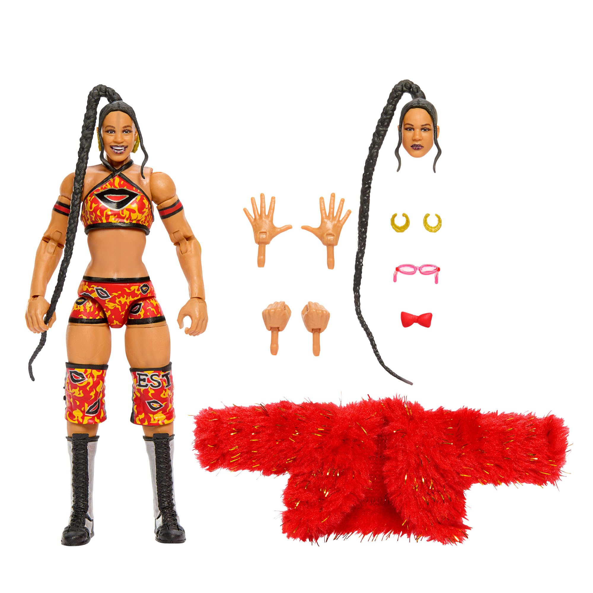 WWE Ultimate Edition Action Figure & Accessories, 6-inch Bianca Belair Collectible Set, Swappable Heads & Hands, Entrance Gear & 30 Articulation Points, HVF84
