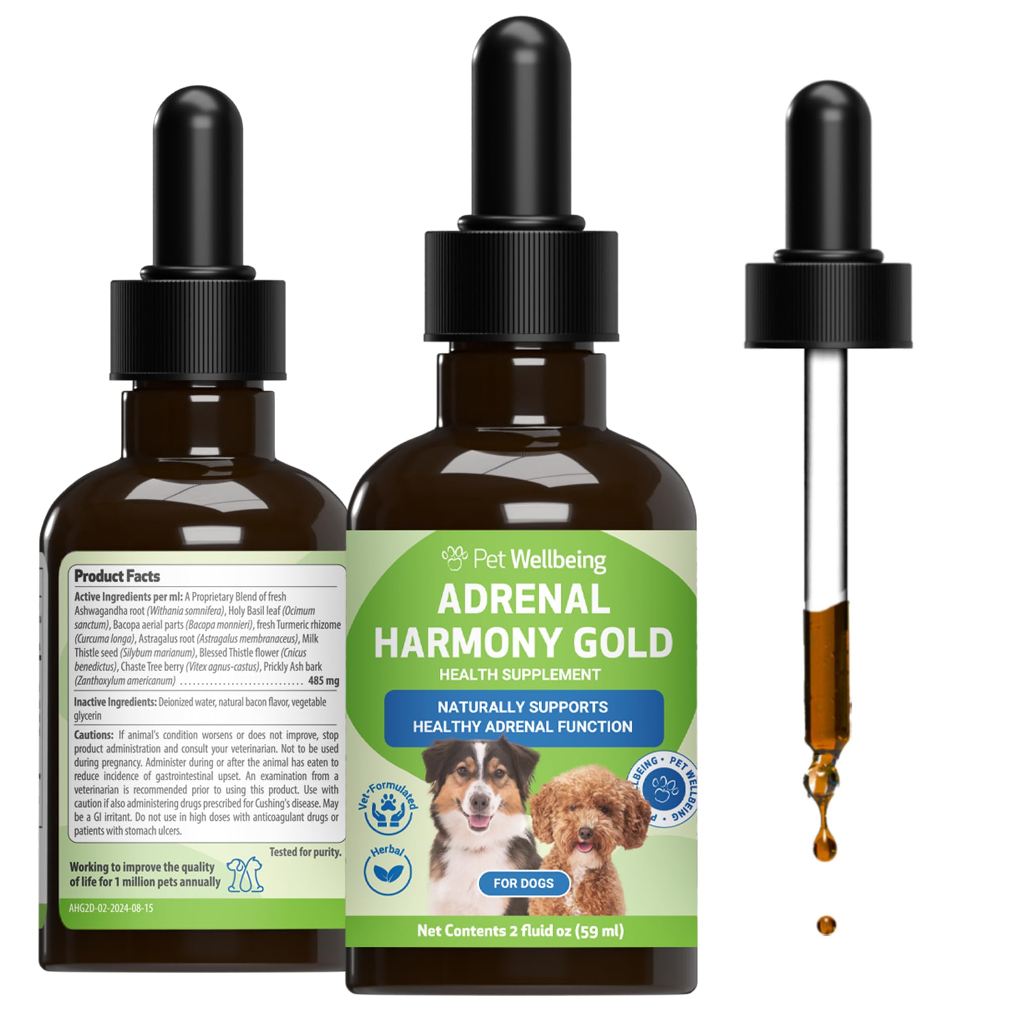 Pet Wellbeing - Adrenal Harmony Gold For Dogs- Natural Support For Adrenal Dysfunction And Cushing'S - 2 Ounce ( 59 Milliliter)