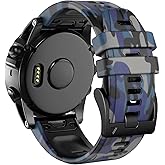 ANCOOL Compatible with Fenix 7X Bands,26mm Silicone Watchbands Replacement for Fenix 5X/Fenix 5X Plus/Fenix 6X/Fenix 6X Pro/Tactix Delta/Descent Mk2i Smartwatches(Camouflage Blue)