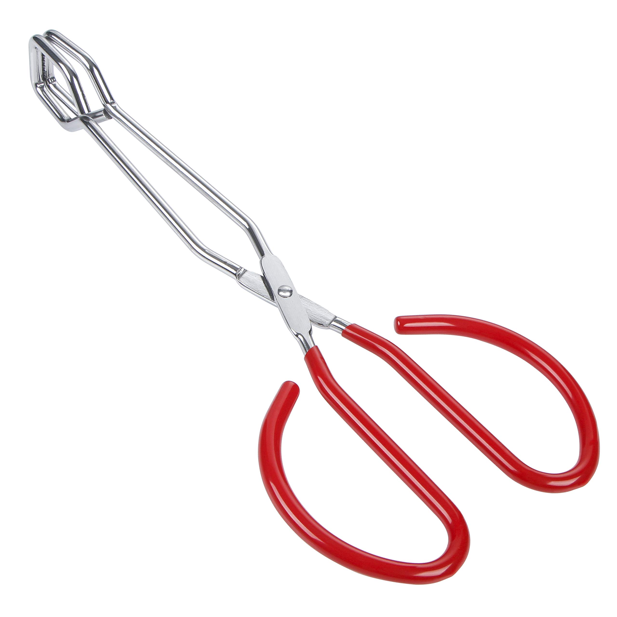 MSY BIGSUNNY Stainless Steel Scissor Tongs Heavy Duty Cooking Tongs with Soft Handles (1, red 10")