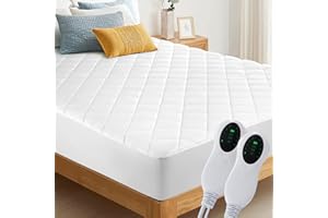 FIJINHOM Electric Heated Mattress Pad King Size, Dual Controller Heating Mattress Pad Luxury Bed Warmer 10 Heat Settings | Auto Off 2-4-8 Hours | Fit Up to 18" Deep Pocket | Machine Washable