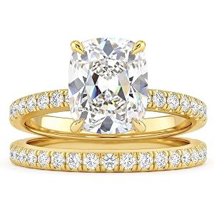 AVECON 3CT Elongated Cushion Cut Engagement Ring Set for Women, Travel Gift | 5A Cubic Zirconia Promise Wedding Band with 4 P