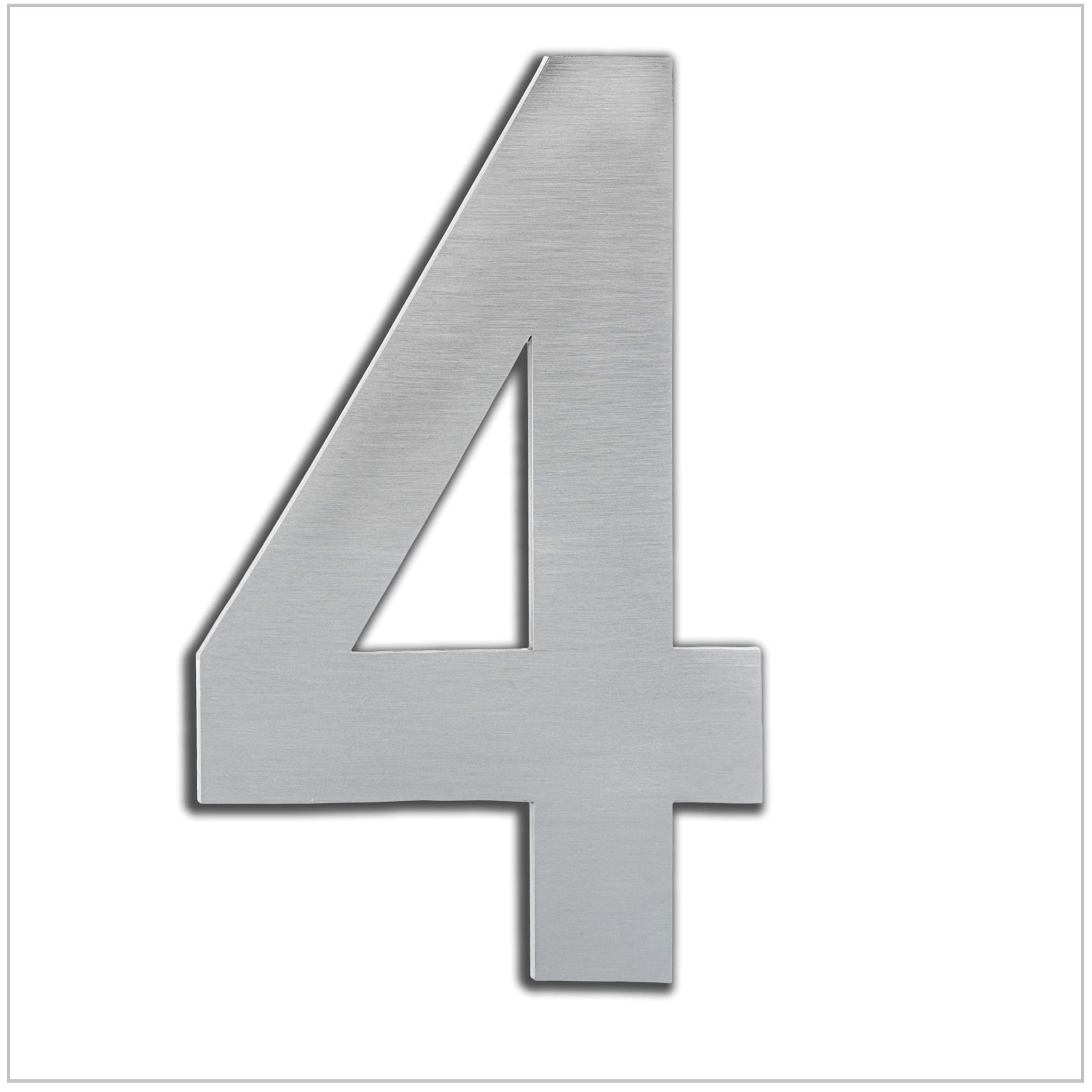EVI Herrajes | House Number | 16cm Adhesive Stainless Steel Door Numbers | Waterproof | "4" Digit