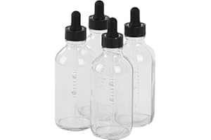 SprayDroplet 4 Pcs, 4oz Glass Leakproof Tincture Bottles with Dropper, Clear Reusable Eye Dropper Bottle, for All Kinds of Liquids (Clear, 4oz-4pcs)