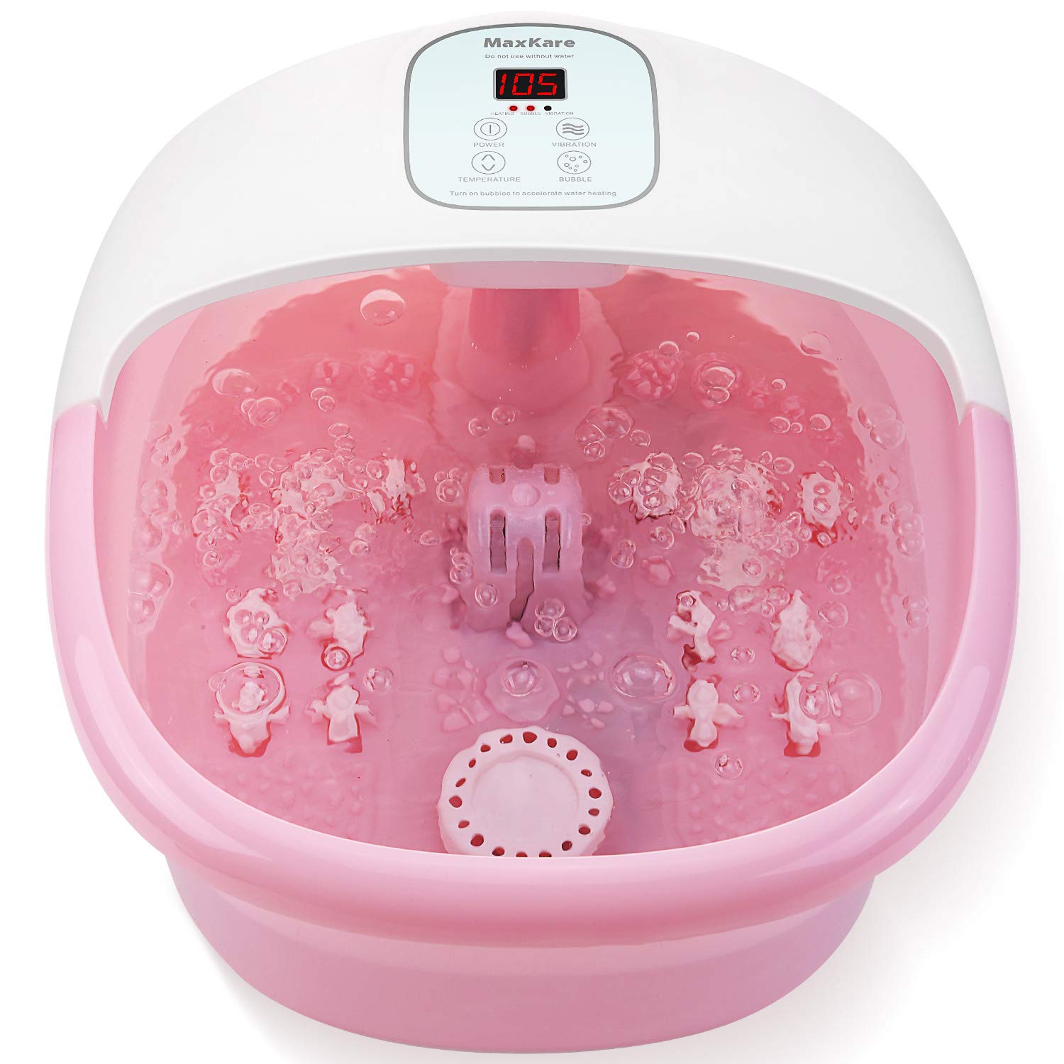 Foot Spa Bath Massager with Heat Bubbles Vibration and 14 Massage Rollers to Soothe Tired Feet Pressure, Pain with Adjustable Temperature Pedicure Soaking Tub for Home Office Use - Pink: Beauty