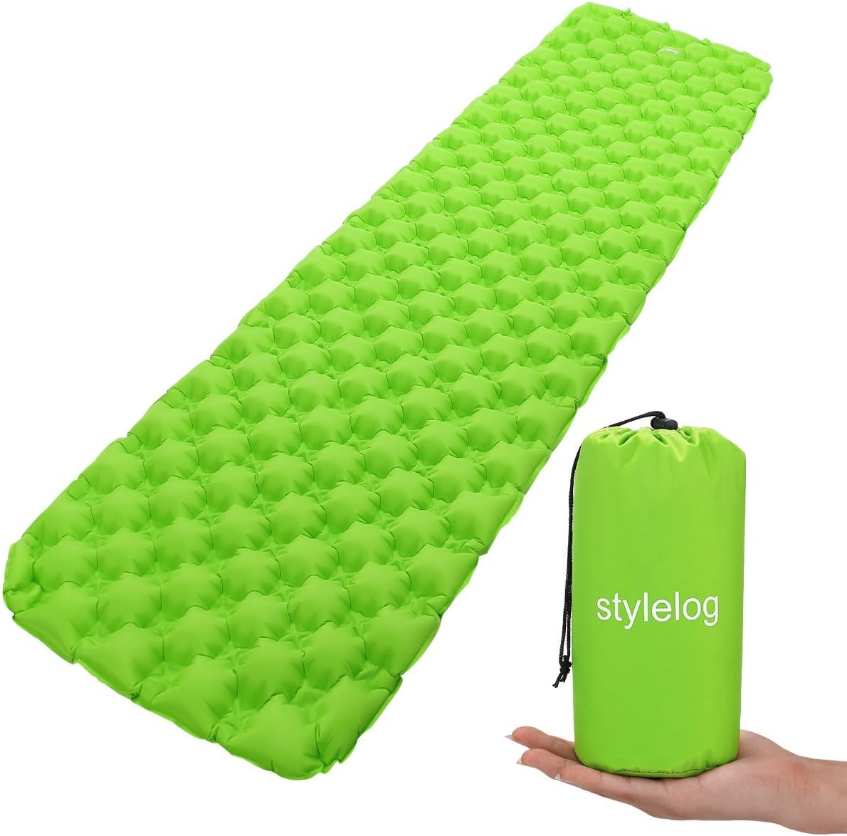 Stylelog Ultralight Sleeping Pad, Inflatable Camping Mattress Waterproof, Comfortable Air Cells Sleeping Mat for Backpacking, Hiking, Hammock