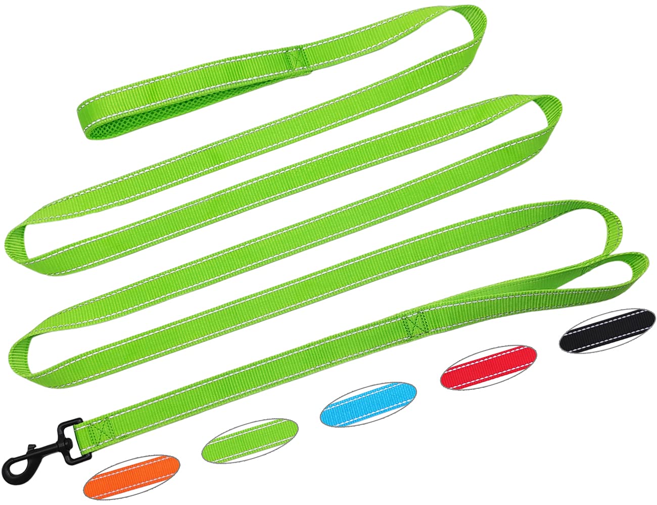 SEPXUFORE 10FT Traffic Leash with 2 Handle, Reflective Double Handle Dog Leash, Heavy Duty Easy Control Training Walking Dog Lead for Large Medium Dogs and Pullers (Green)