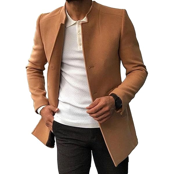 Amazon.com: Men's Luxury Mid Length Trench Coat Long Wool