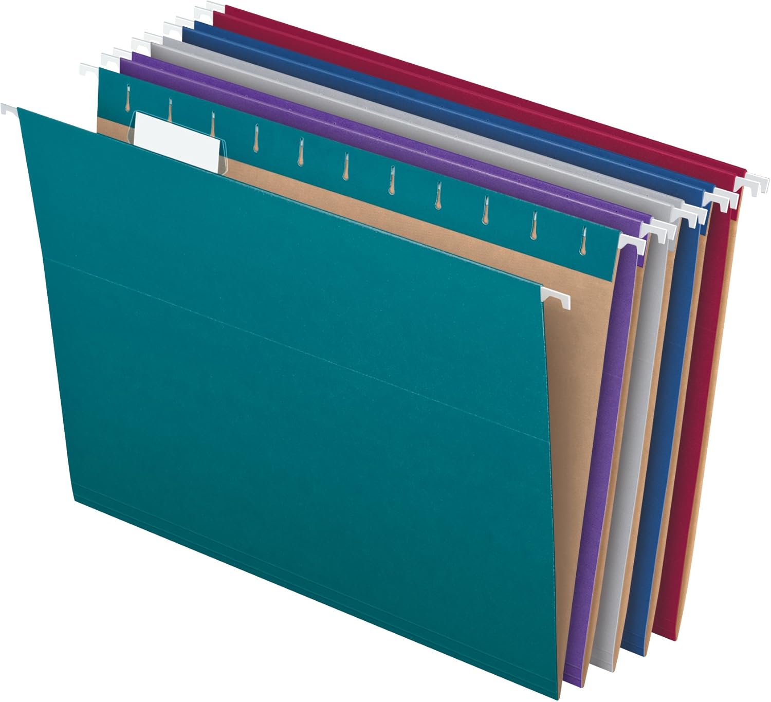 Pendaflex Recycled Hanging File Folders, Letter Size, Assorted Jewel-Tone Colors, Two-Tone for Foolproof Filing, 1/5-Cut Tabs, 25 Per Box (81667) : Office Products