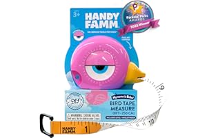 Handy Famm 8ft Pink Bird Tape Measure for Kids – STEM Educational Tool with Level, Protractor, Retractable Design - DIY Construction Toy, Child-Safe Measuring Tapes, Gift for Boys & Girls 3+