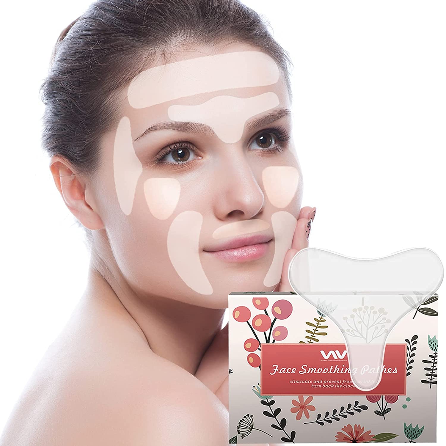 Muzooy Face Wrinkle Patches - 256 Face Anti-Wrinkle Patches for Smoothing Eyes, Mouth or Forehead Wrinkles, Extra Chest Wrinkle Pads - Wrinkle Plasters for Face and Chest Prevention white Pack Of 1