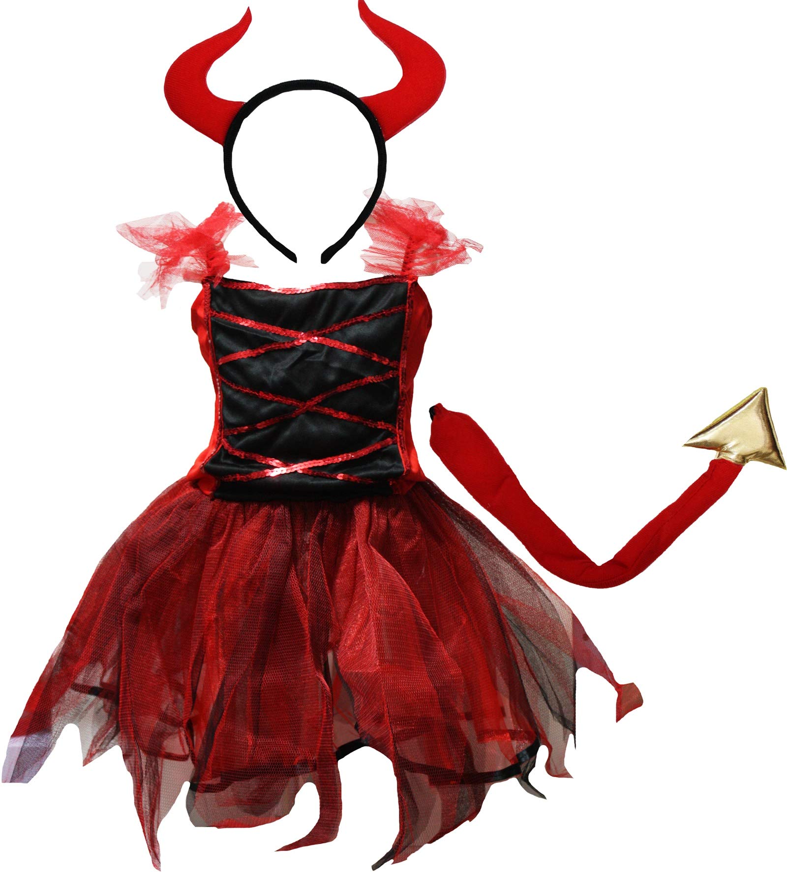 Petitebelle Devil Costume Dress 4-12y (Red, 7-9 Years)