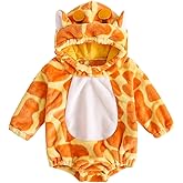 Licupiee Infant Boy Girl Halloween Animal Costume Newborn Baby Flannel Hooded Rompers Fall Winter Long Sleeve Fleece Bodysuit