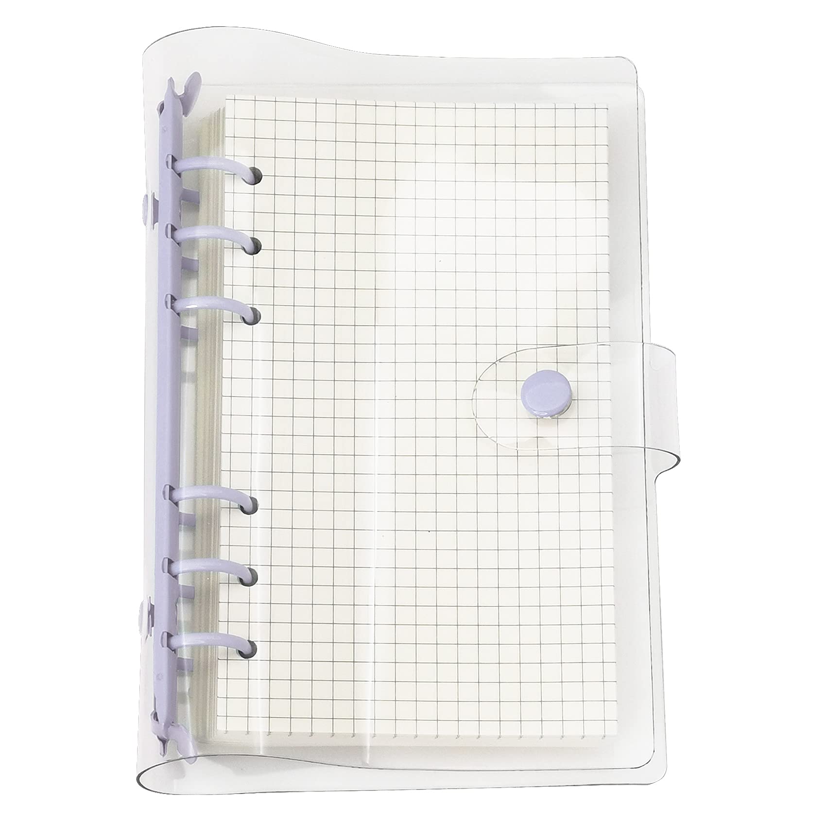A6 A5 6-Holes Colorful PVC Cover Round Ring View Binder with Snap Button Closure File Folder (Orchid Bouquet, A6 Mini Set)