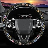 Wildflower Steering Wheel Cover, Flower Car Accessory for Diverse Cars, Steering Wheel Cover Non-Slip Breathable Fabric Absorbing Sweat Universal Car Accessories 14.5–15 inch
