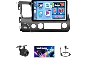 4+64G Android 15 Car Radio for Honda Civic 2006-2011 Wireless Carplay Android Auto, Realdio 10" in-Cell Touch Screen for Civi
