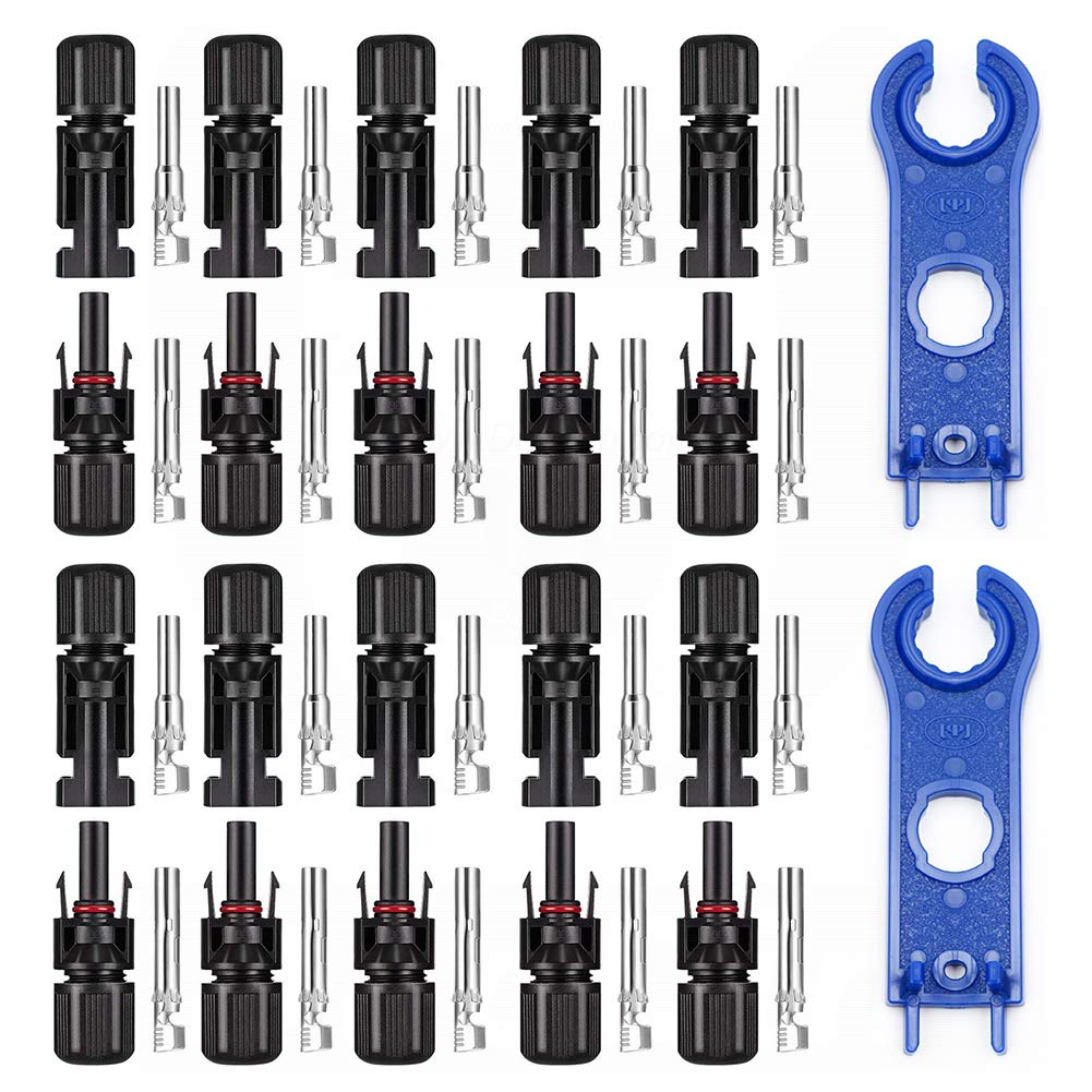 Fuhuihe 10pairs x M-C4 Solar Panel Connectors Male Female for PV Solar Panel Cable & 1 Pair of Solar M-C4 Tool Spanner Wrenches Connect Solar System