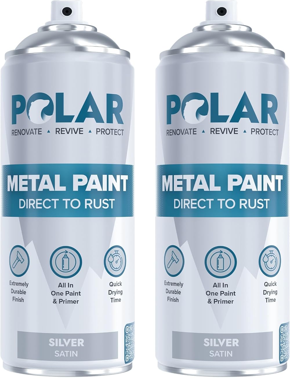 Polar Direct to Rust Satin Silver Metal Spray Paint 2 x 400ml