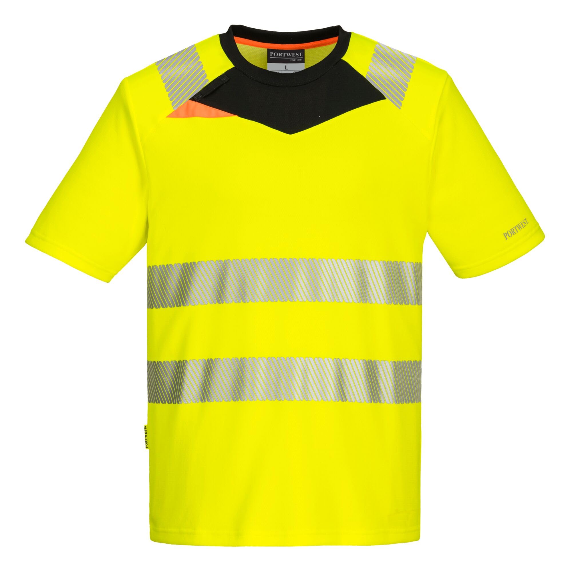 Portwest DX413 Hi Vis Short Sleeve Safety Work Reflective T-Shirt Yellow, M