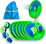 INPODAK Toss and Catch Ball Set Garden Games for Kids 3-8 6 Balls 6 Paddles view 1