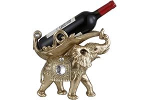 ICE ARMOR Lucky Wealth Thai Elephant Wine Rack Bottle Holder, Wine Rest Figurine Statue, Feng Shui Home Decor on Tabletops and Counters, Wine Lovers Anniversary Housewarming Unique Gifts for Her