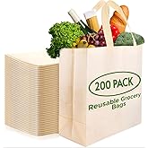 Simply Cool Reusable Grocery Bags Eco-Friendly 14.5"x14"x6.6" Heavy Duty Foldable Shopping Tote Bags Bulk