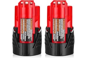 KEEPTOP 2 Pack 3000mAh M12 Replacement Battery for Milwaukee M12 Battery, Compatible with Milwaukee M12 XC Cordless Power Tools Replace for 48-11-2401, 48-11-2402, 48-11-2440, 48-11-2411