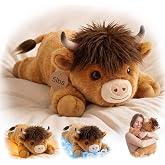 Mewaii Weighted Stuffed Animals Fuzzy Highland Cow, Heatable Coolable, 5lbs | Adjustable Comfort, Microwaveable Removable Inner Pad, Machine Washable Cover, Cozy Gift for Adults &amp; Kids, 23in