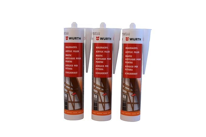 Würth | 3 Stück | Maler-Acryl Silikon | weiss 310 ml Kartusche | Fensterverglasung, Abdichtung, Dehnfugen, Silikonfugen in Ba