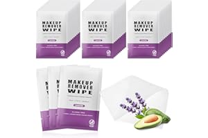 GISDO Pack of 50 Makeup Remover Wipes Individually Wrapped,Lavender Scent,Face Cleansing Wipes Bulk, Travel Towelette Makeup Remover Cloth for Face Cleansing Skin Care Remove Makeup