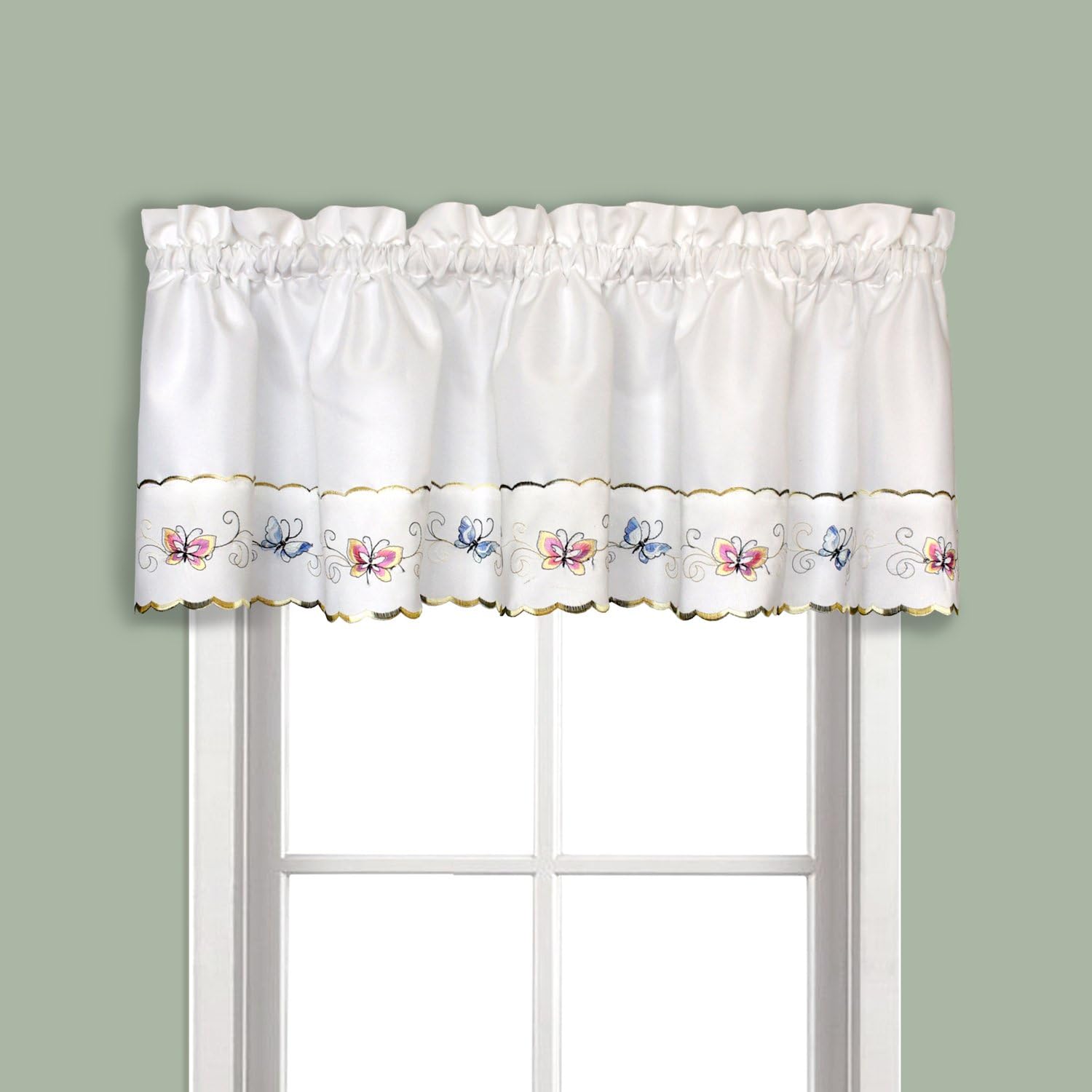 Amazon Com United Curtain Butterfly Embroidered Valance 52 X 14