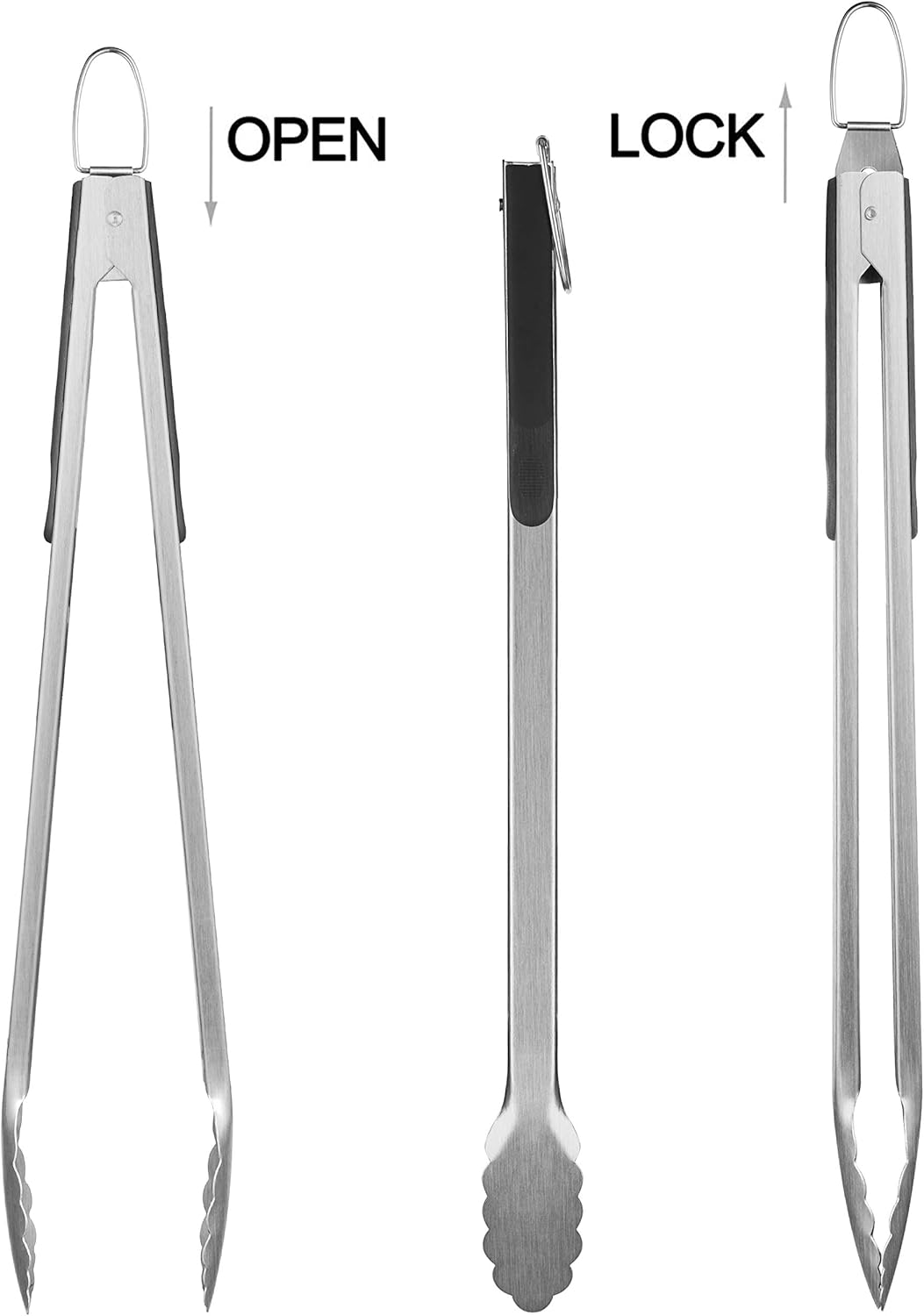 grilljoy 6PCS Heavy Duty BBQ Grill Tools Set - Extra Thick Stainless Steel Spatula, Fork, Tongs & Cleaning Brush - Complete Barbecue Accessories Kit with Portable Bag - Perfect Grilling Tool Set Gift : Garden & Outdoor