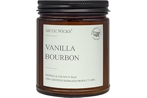 Vanilla Bourbon Candle | Arctic Wicks 9oz Coconut & Beeswax Candles | Scented Non-Toxic Candles for Fall, Winter, Holidays, Gifts For Him, Whiskey Bourbon, Vanilla Candle | USDA Certified Biobased